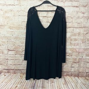 American eagle outfitters ribbed black long sleeve lace shoulder inset medium